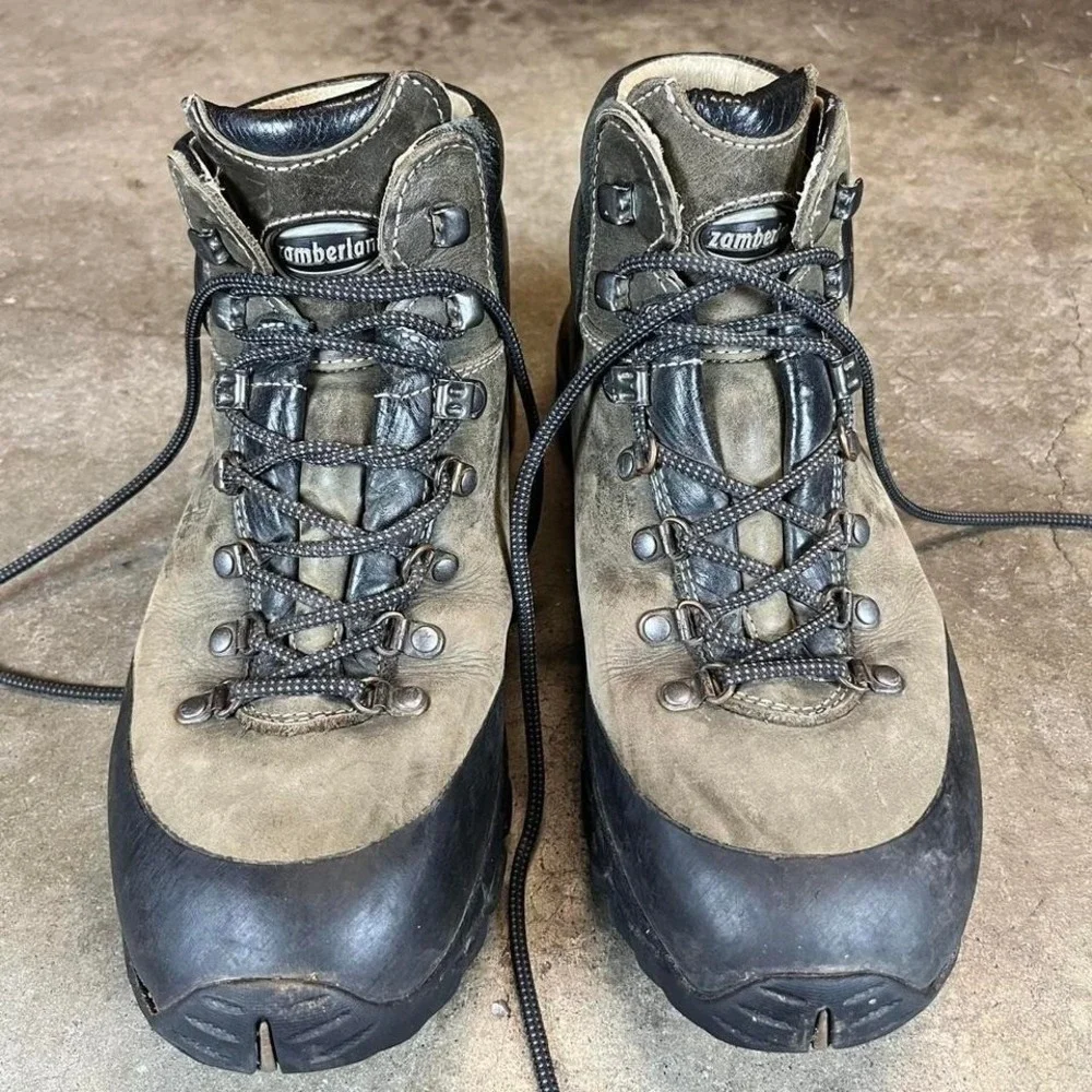 Zamberlan Mens 8.5-9 Leather Hiking Boots‎ Vibram Brown Black Trail Boots